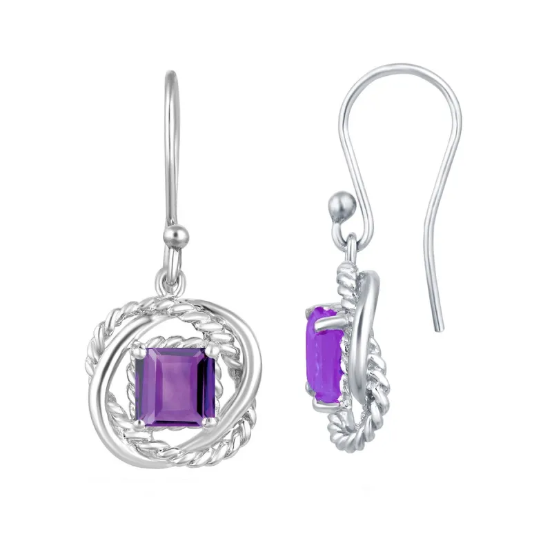 Sterling Silver 1.90Ct Natural Amethyst Twisted Wire Earrings sold by Zulily