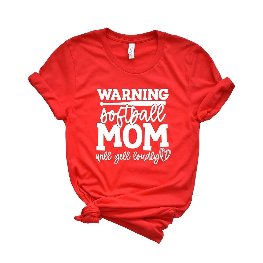 Warning Softball Mom Short Sleeve Crewnneck Tee sold by Zulily product image thumbnail 2
