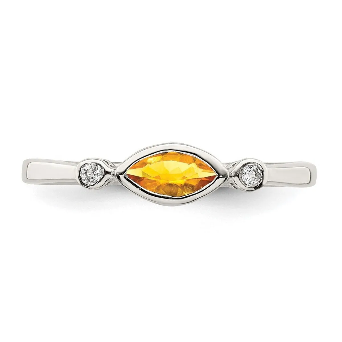 Curata 925 Sterling Silver Sideways Marquise Citrine and White Topaz Ring sold by Zulily product image thumbnail 5