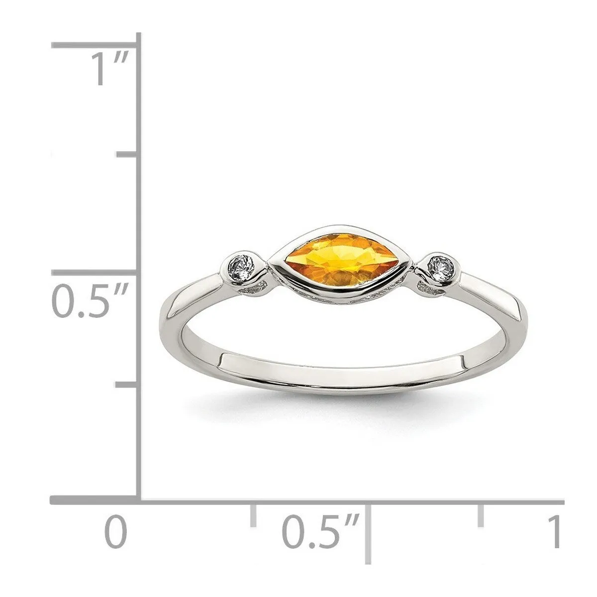 Curata 925 Sterling Silver Sideways Marquise Citrine and White Topaz Ring sold by Zulily product image thumbnail 2