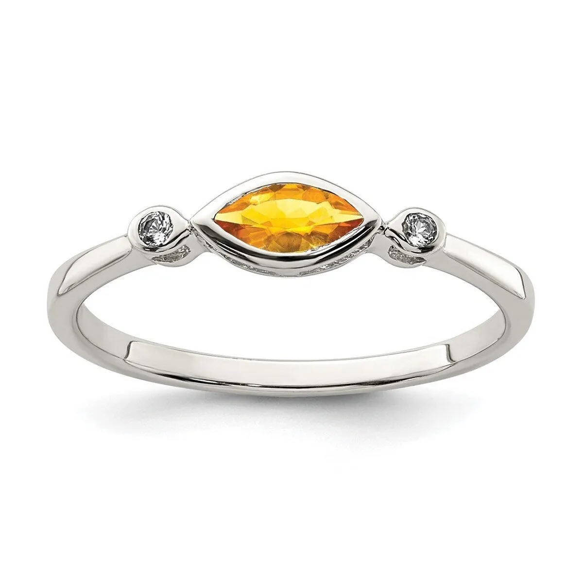 Curata 925 Sterling Silver Sideways Marquise Citrine and White Topaz Ring sold by Zulily