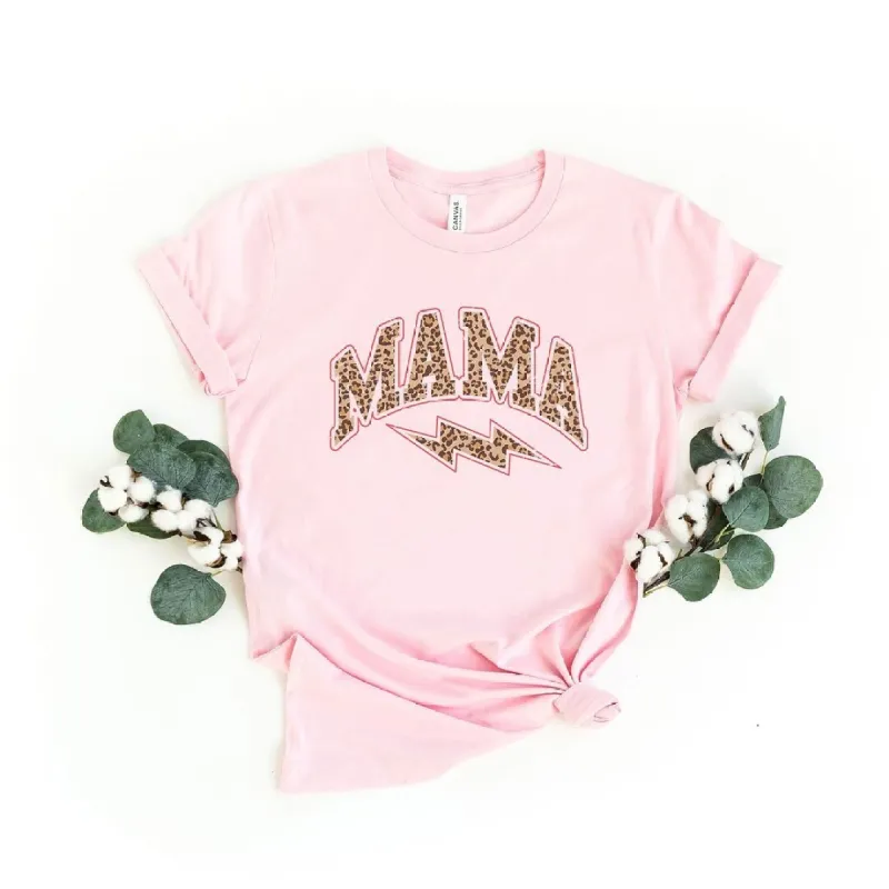 Mama Leopard Lightning Bolt Short Sleeve Crewnneck Tee sold by Zulily