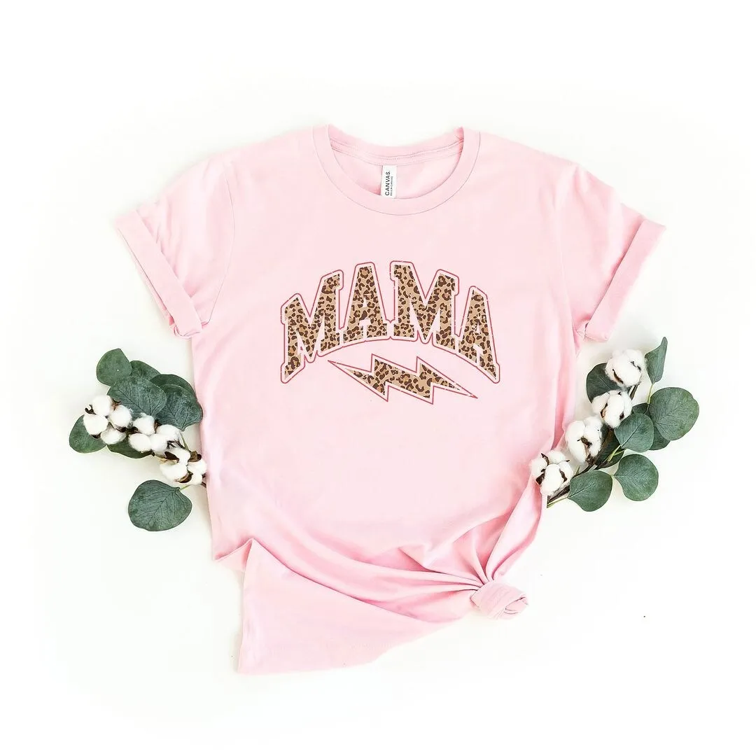 Mama Leopard Lightning Bolt Short Sleeve Crewnneck Tee sold by Zulily