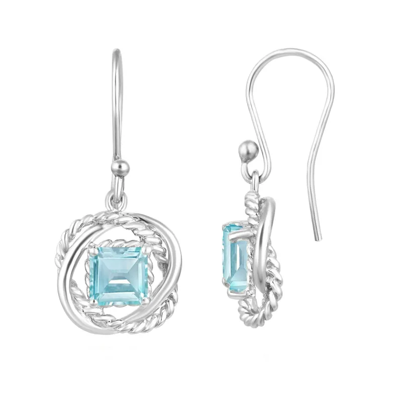 Sterling Silver 1.80Ct Natural Aquamarine Twisted Wire Earrings sold by Zulily