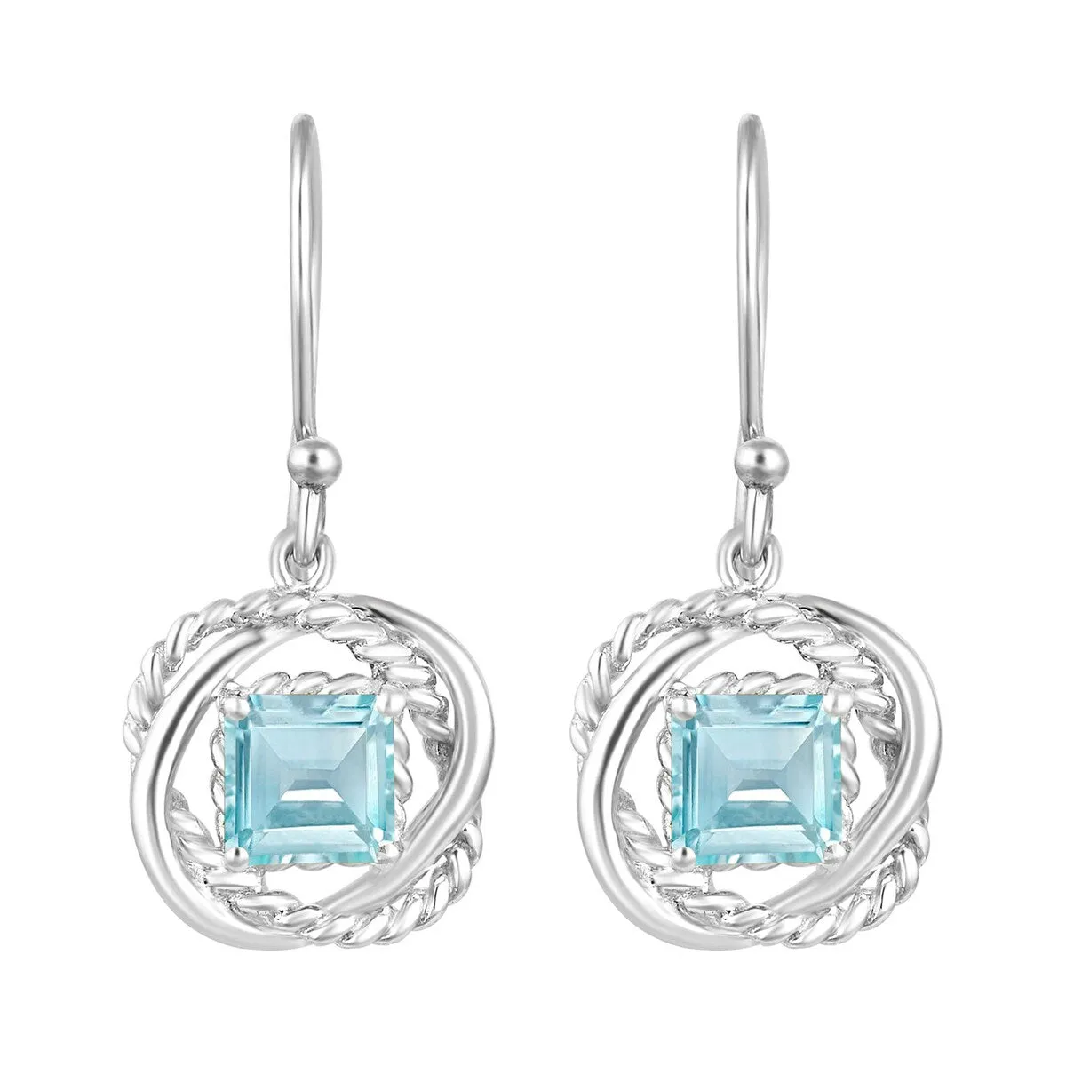 Sterling Silver 1.80Ct Natural Aquamarine Twisted Wire Earrings sold by Zulily product image thumbnail 2