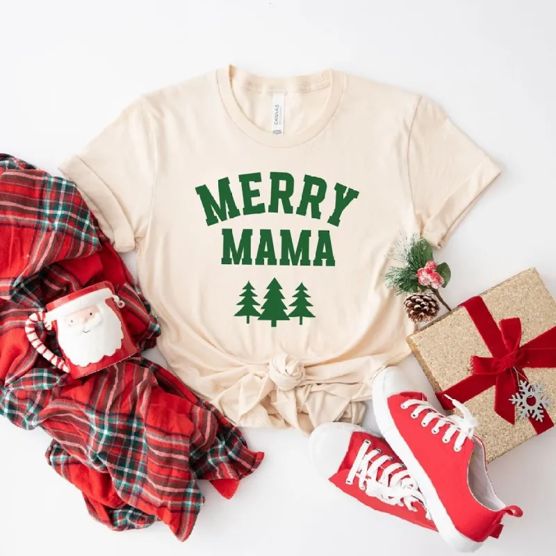 Merry Mama Pine Tree Short Sleeve Crewnneck Tee sold by Zulily