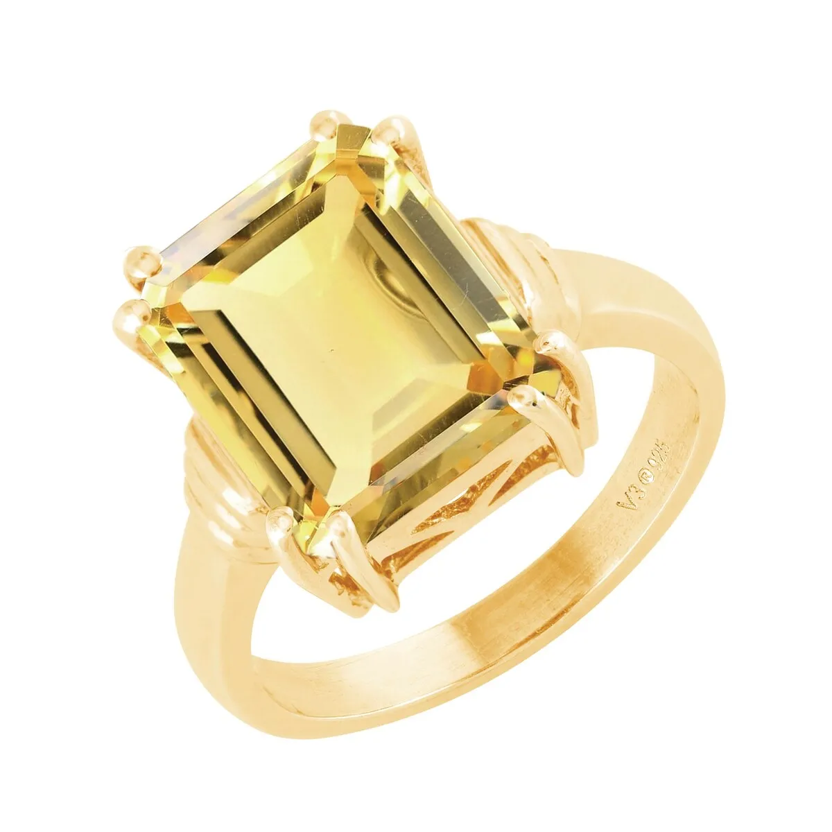 18KT Gold Over Sterling Silver Natural Citrine Emerald Cut Solitaire Ring sold by Zulily product image thumbnail 2