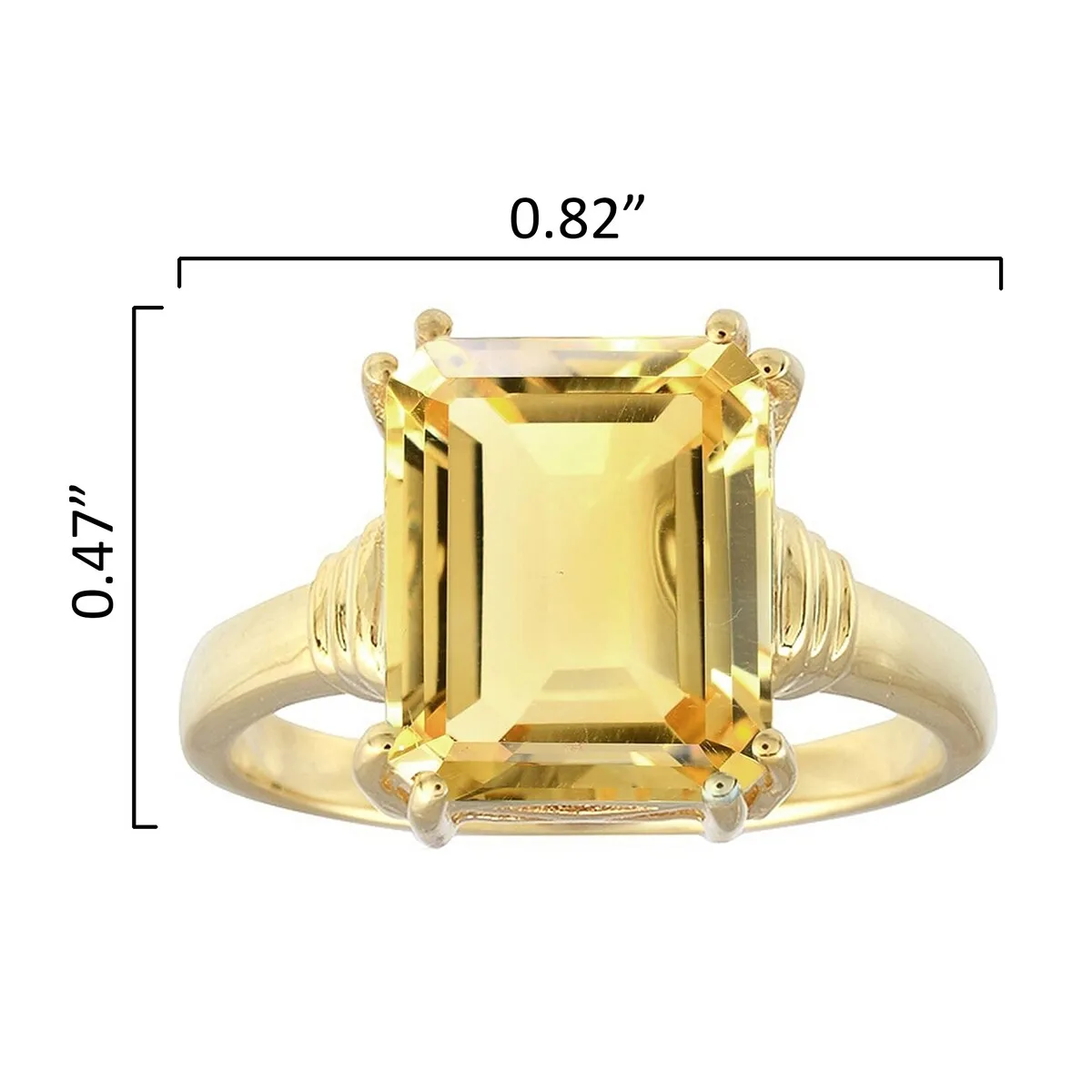 18KT Gold Over Sterling Silver Natural Citrine Emerald Cut Solitaire Ring sold by Zulily product image thumbnail 3