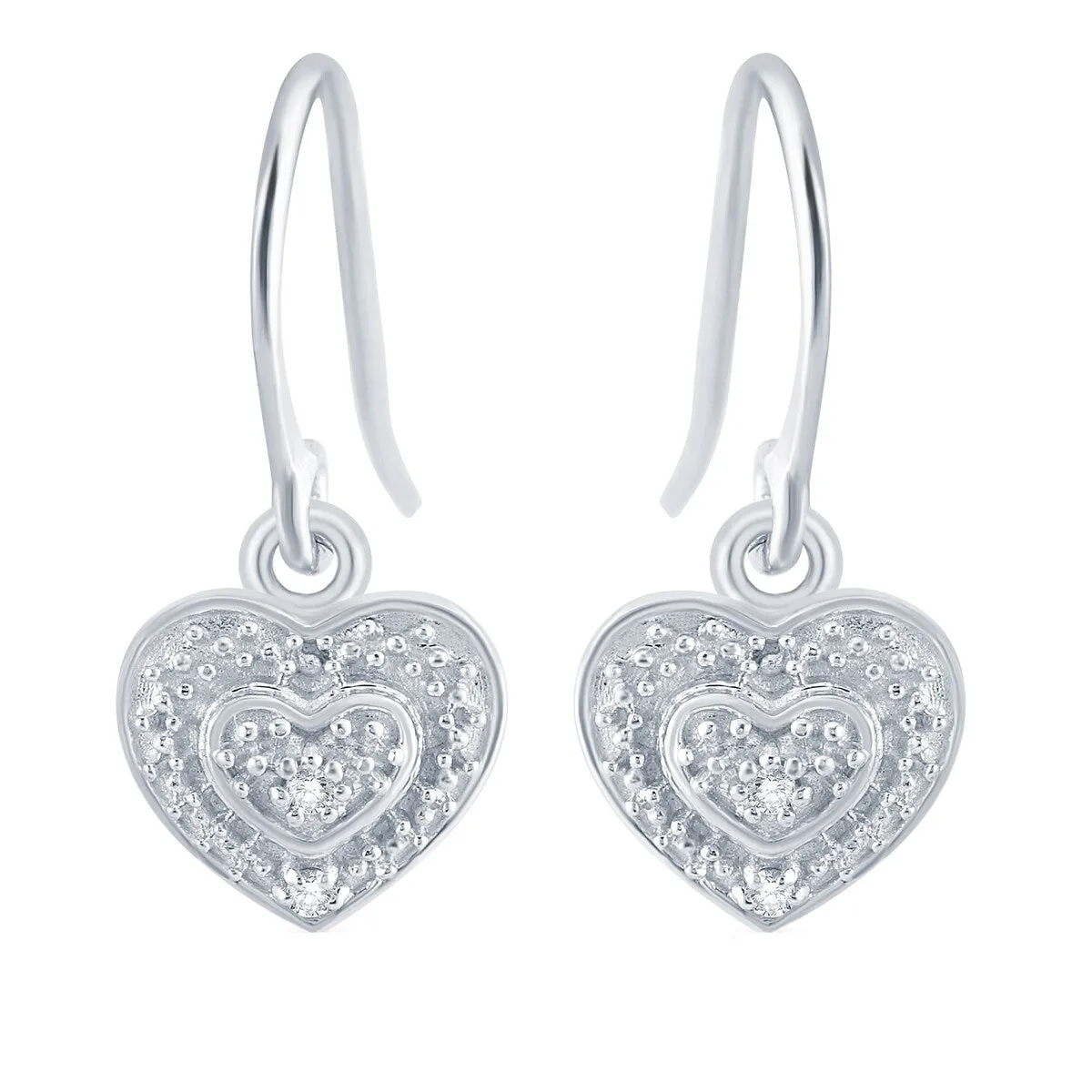 Sterling Silver 0.04ct TDW Diamond Heart Dangle Earrings sold by Zulily product image thumbnail 2