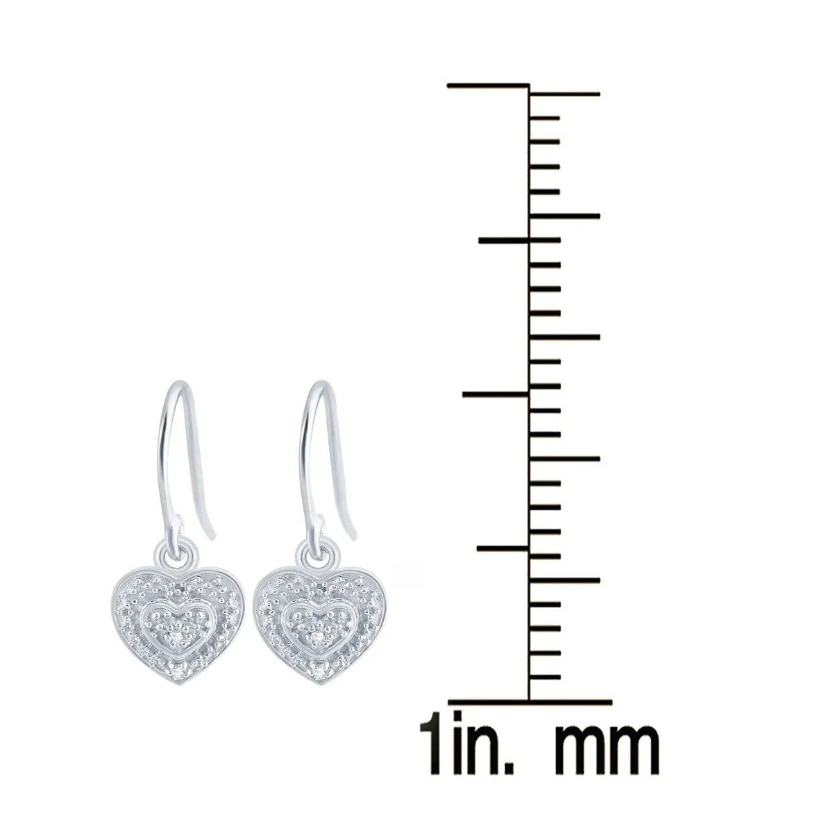 Sterling Silver 0.04ct TDW Diamond Heart Dangle Earrings sold by Zulily product image thumbnail 3