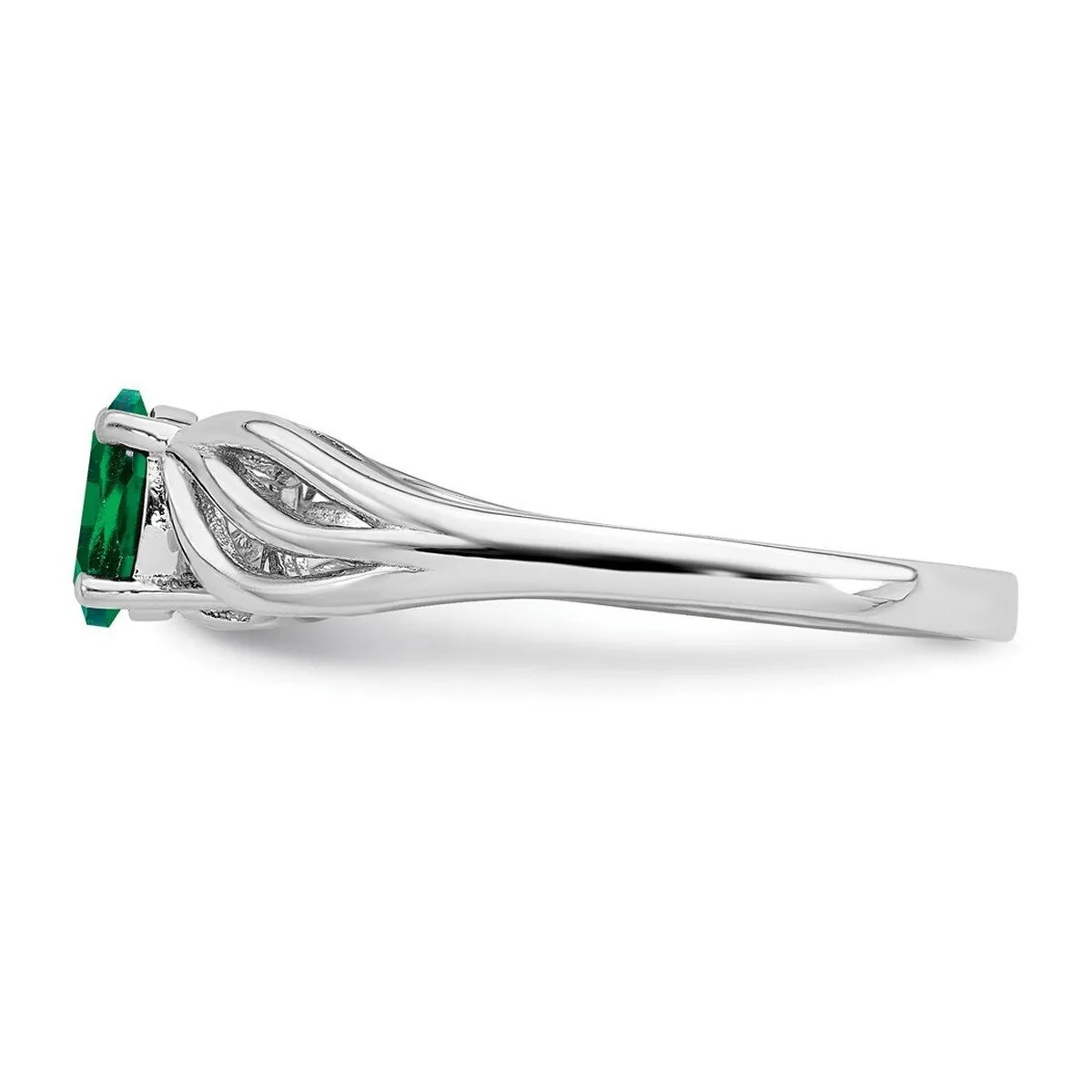 Curata 925 Sterling Silver 6x4mm Oval Created Emerald Leaf Ring sold by Zulily product image thumbnail 4
