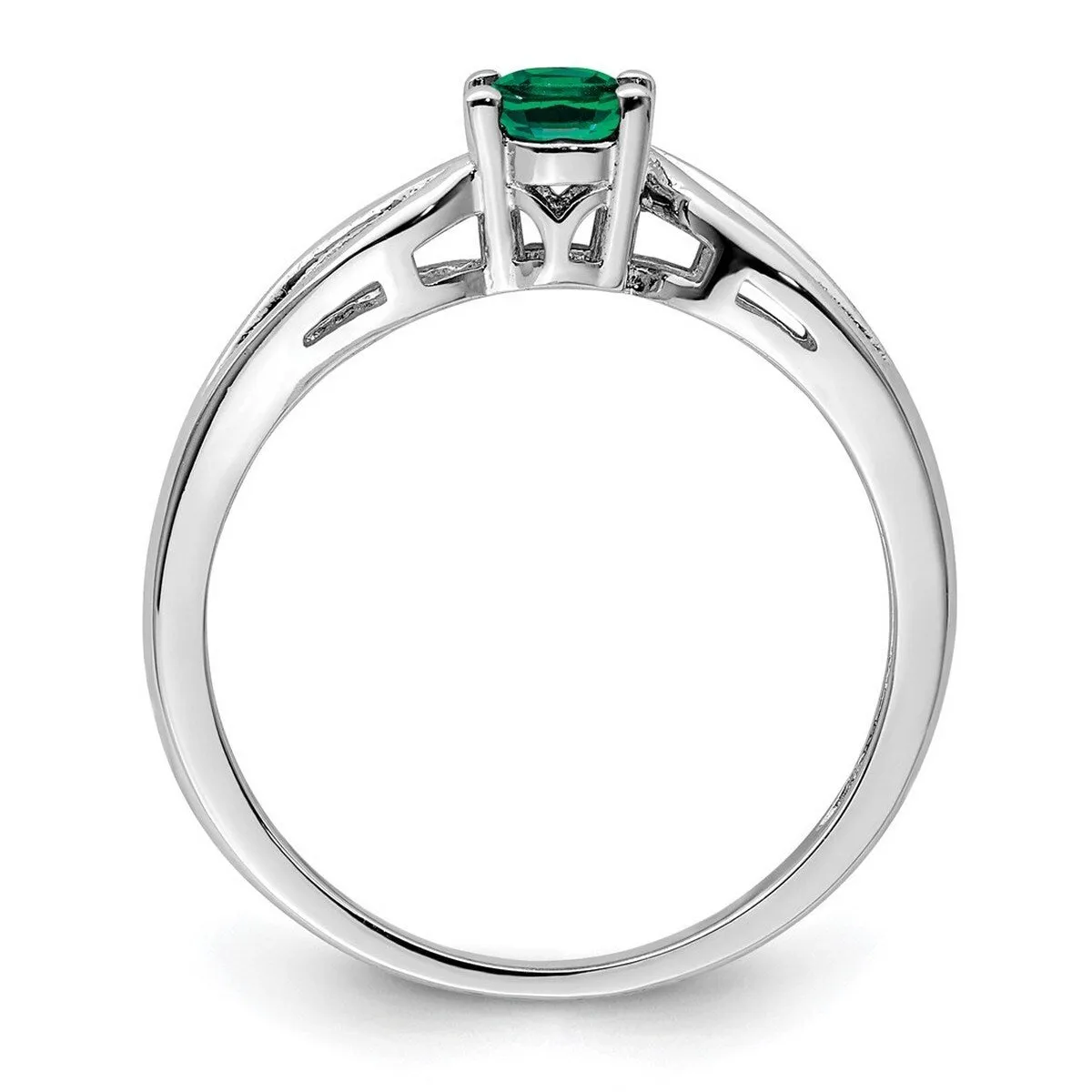 Curata 925 Sterling Silver 6x4mm Oval Created Emerald Leaf Ring sold by Zulily product image thumbnail 3
