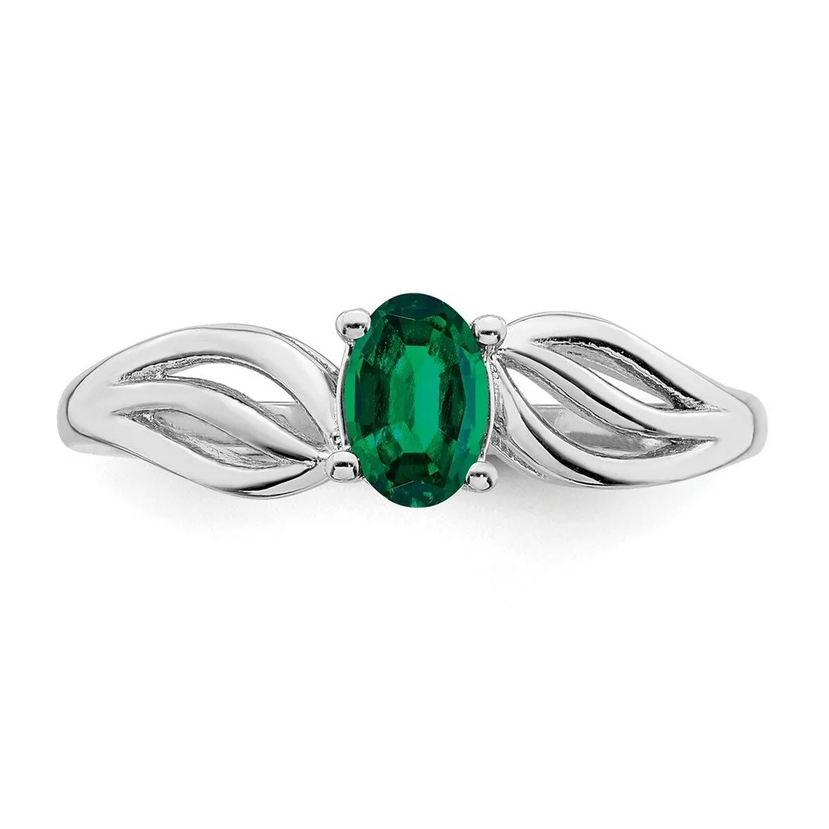 Curata 925 Sterling Silver 6x4mm Oval Created Emerald Leaf Ring sold by Zulily product image thumbnail 5