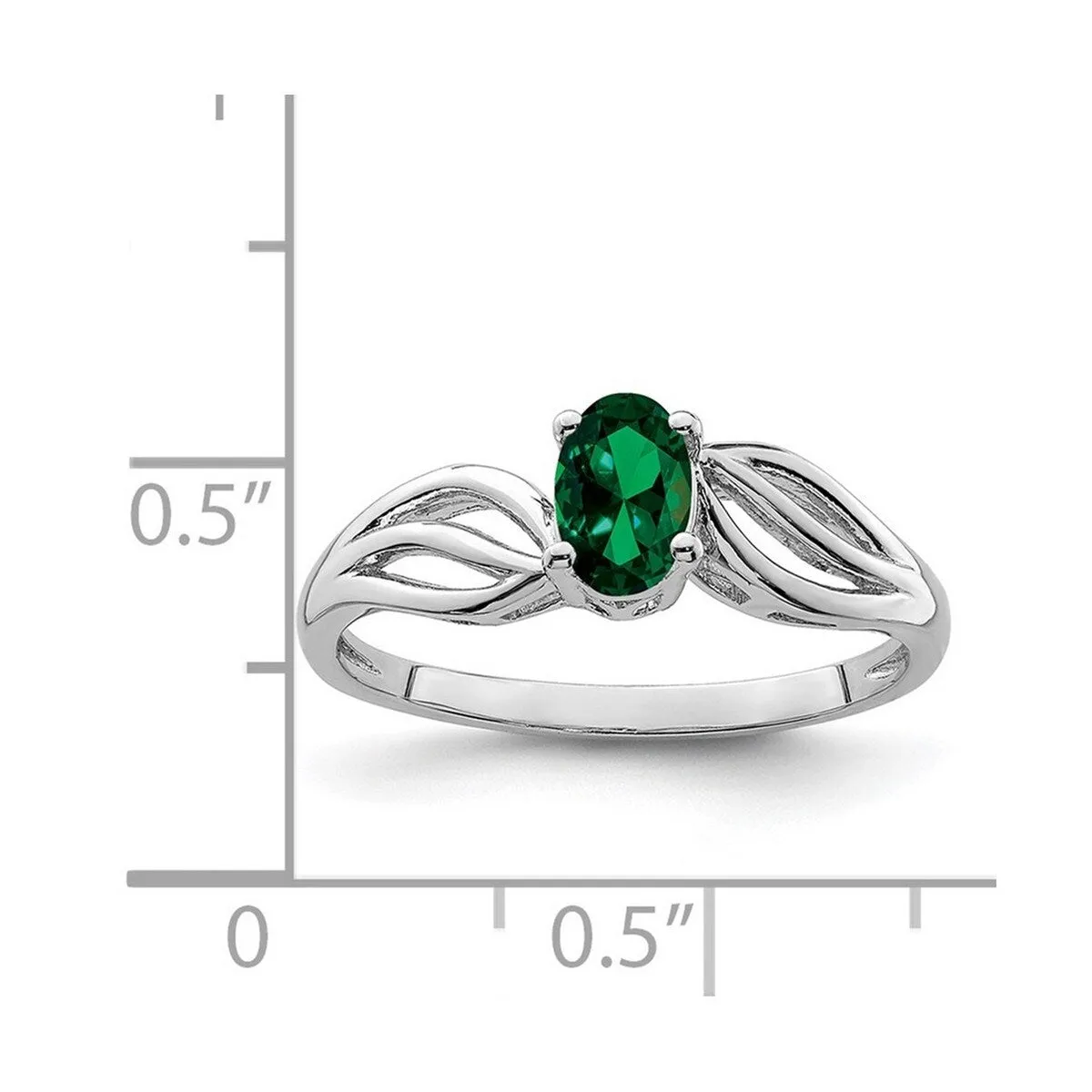 Curata 925 Sterling Silver 6x4mm Oval Created Emerald Leaf Ring sold by Zulily product image thumbnail 2