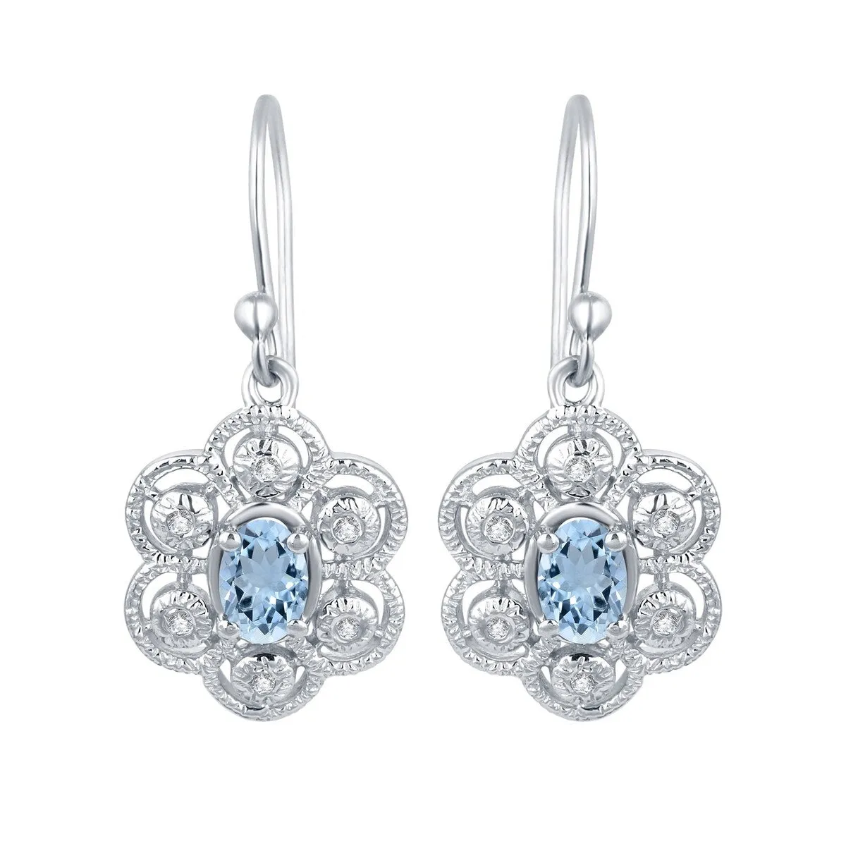 Dangling Earrings 1.40Ct Natural Aquamarine and White Topaz in Sterling Silver sold by Zulily product image thumbnail 2