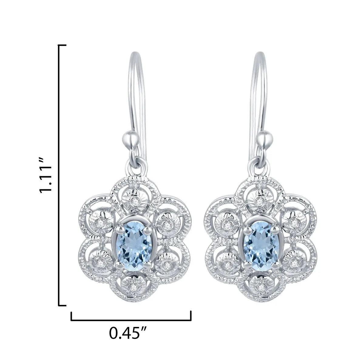 Dangling Earrings 1.40Ct Natural Aquamarine and White Topaz in Sterling Silver sold by Zulily product image thumbnail 3