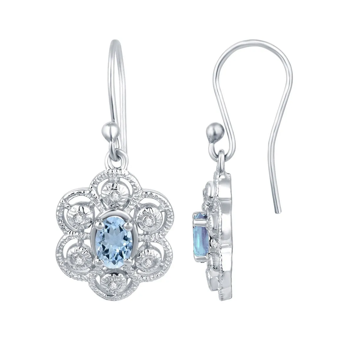 Dangling Earrings 1.40Ct Natural Aquamarine and White Topaz in Sterling Silver sold by Zulily