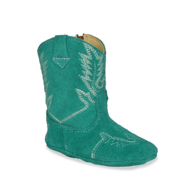RedHawk Boot Co. Little Cowpokes Square Toe Booties in Teal sold by Zulily
