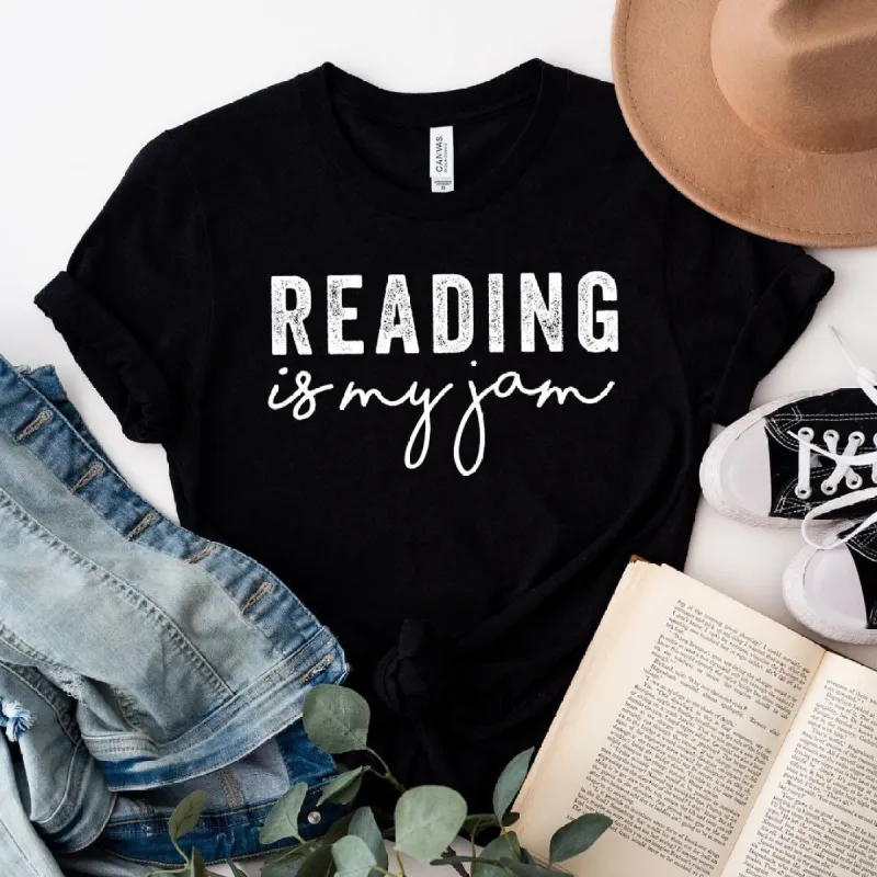 Reading Is My Jam Short Sleeve Crewnneck Tee sold by Zulily