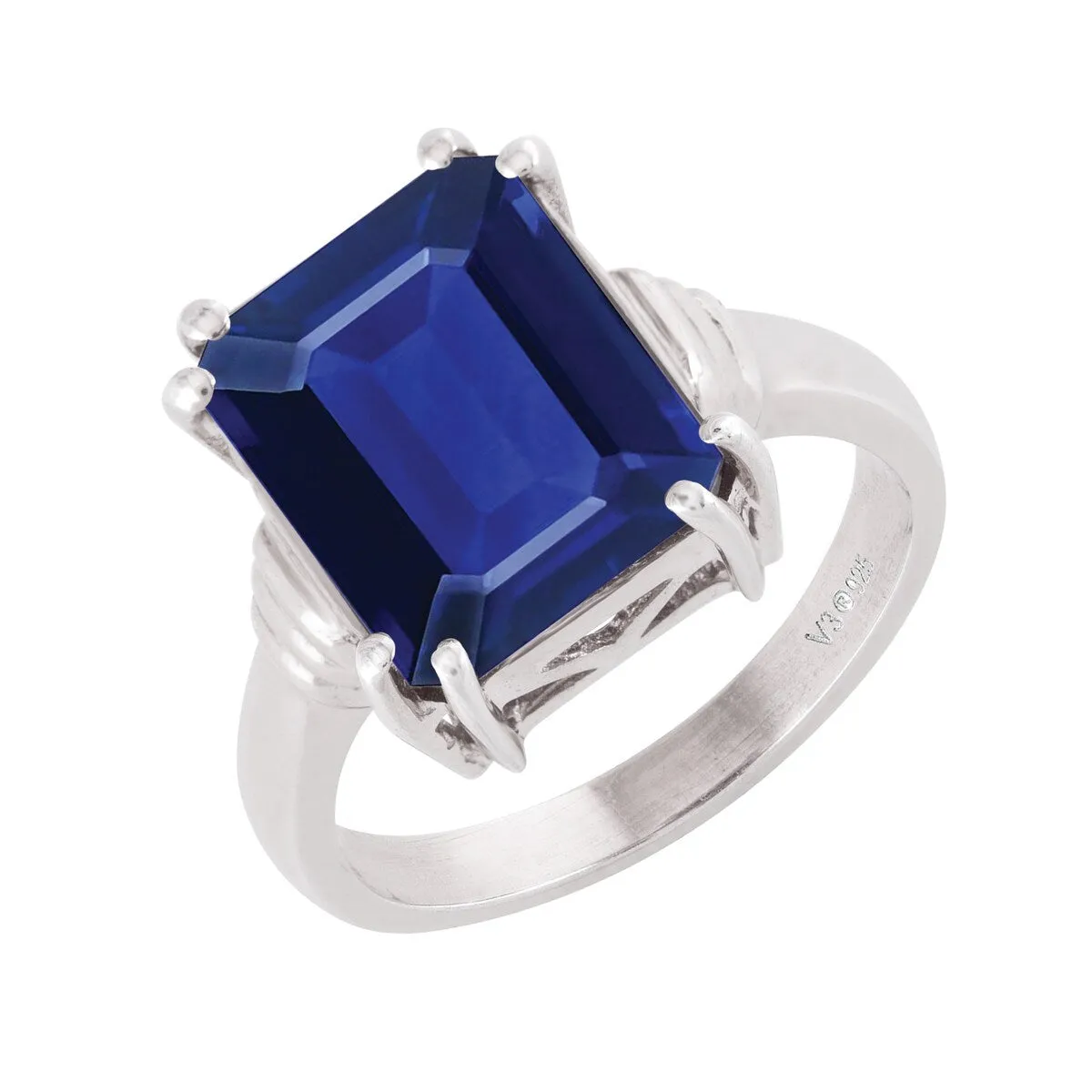 Blue Sapphire Sterling Silver Solitaire Emerald Cut Ring sold by Zulily product image thumbnail 2