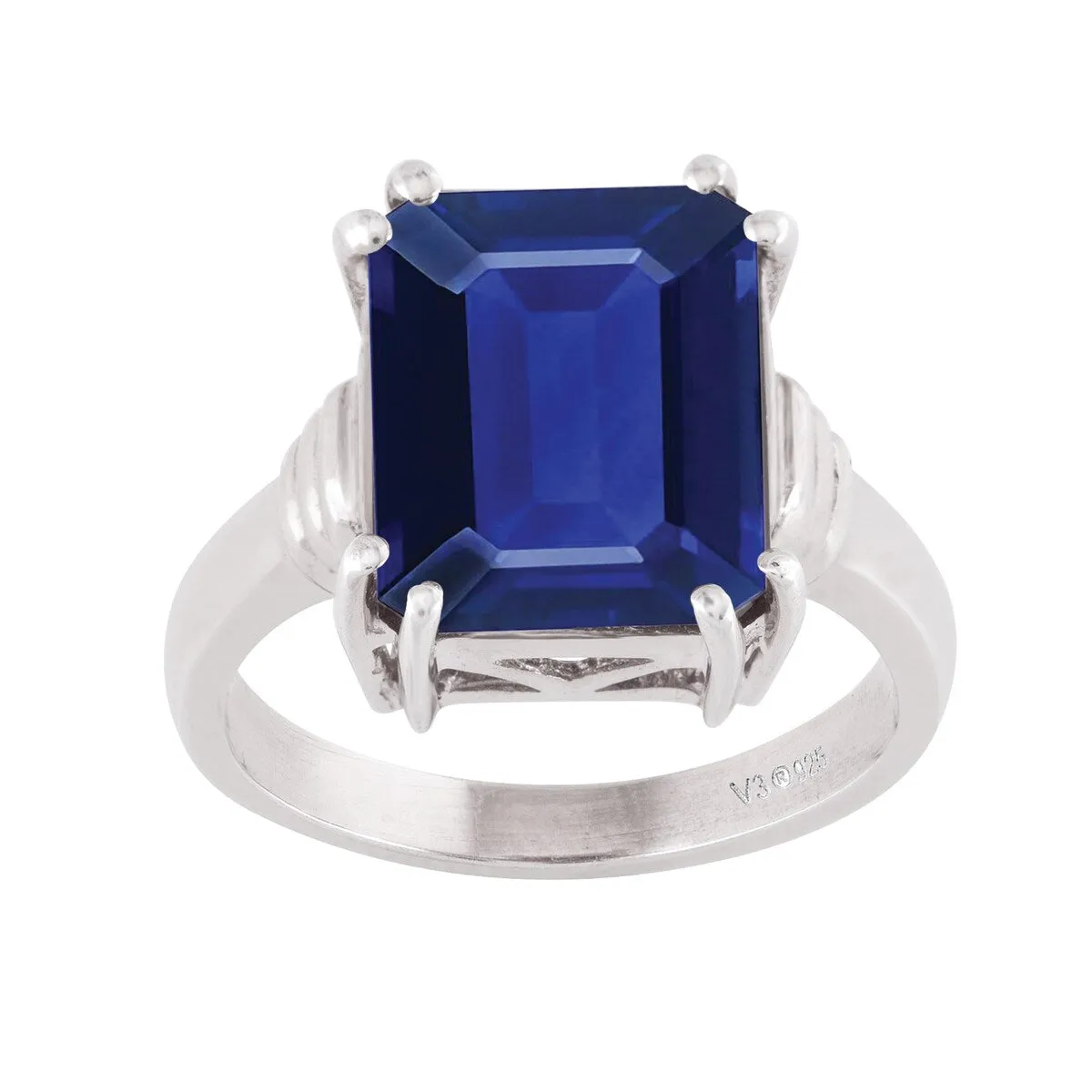 Blue Sapphire Sterling Silver Solitaire Emerald Cut Ring sold by Zulily