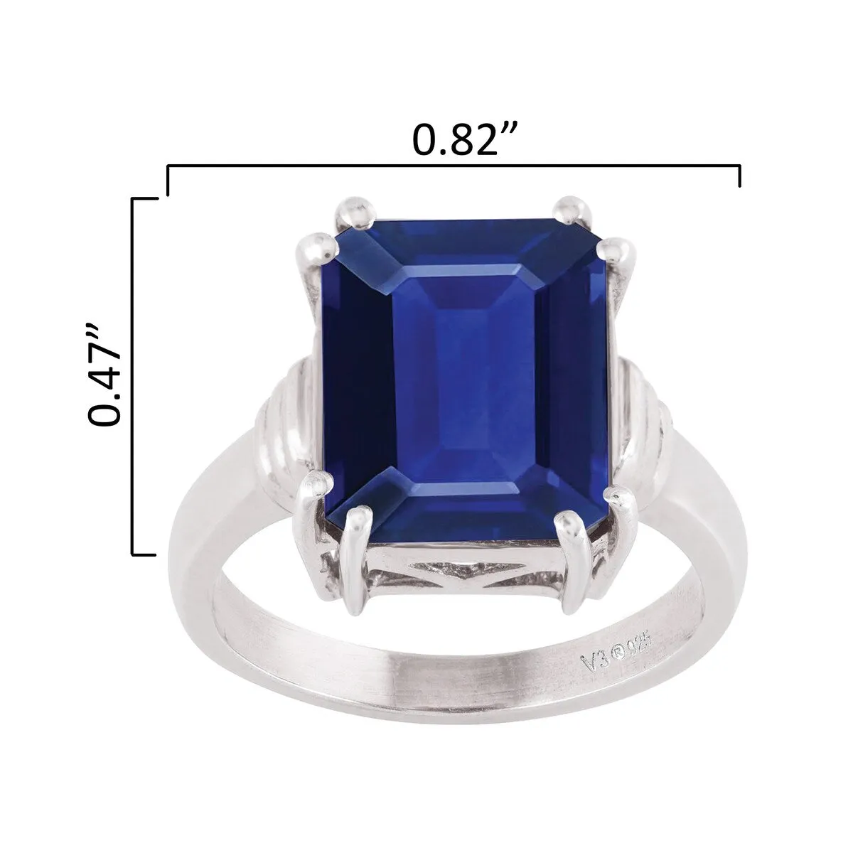 Blue Sapphire Sterling Silver Solitaire Emerald Cut Ring sold by Zulily product image thumbnail 3