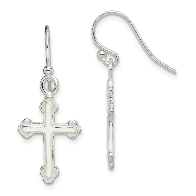 Curata 925 Sterling Silver Polished 14x37mm Hook Dangle Cross Earrings sold by Zulily