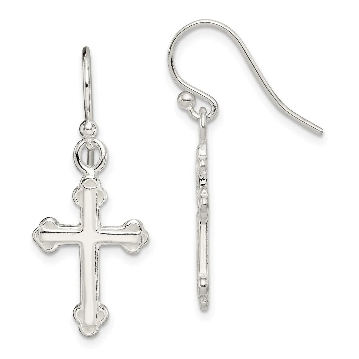 Curata 925 Sterling Silver Polished 14x37mm Hook Dangle Cross Earrings sold by Zulily