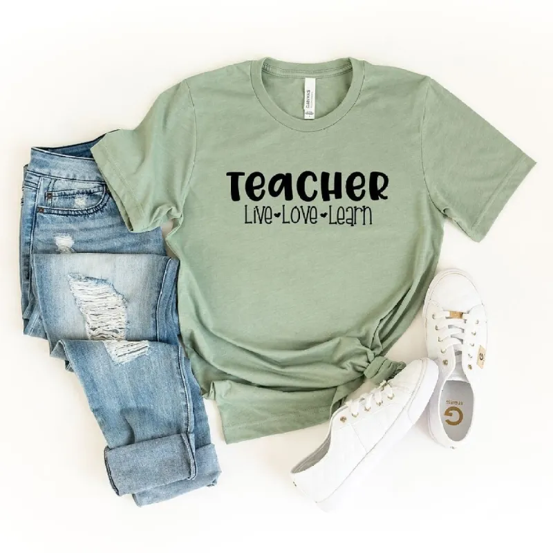 Teacher Live Love Learn Short Sleeve Crewnneck Tee sold by Zulily
