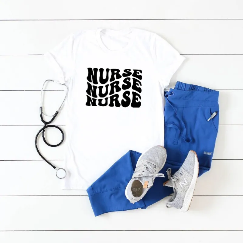 Nurse Stacked Short Sleeve Crewnneck Tee sold by Zulily