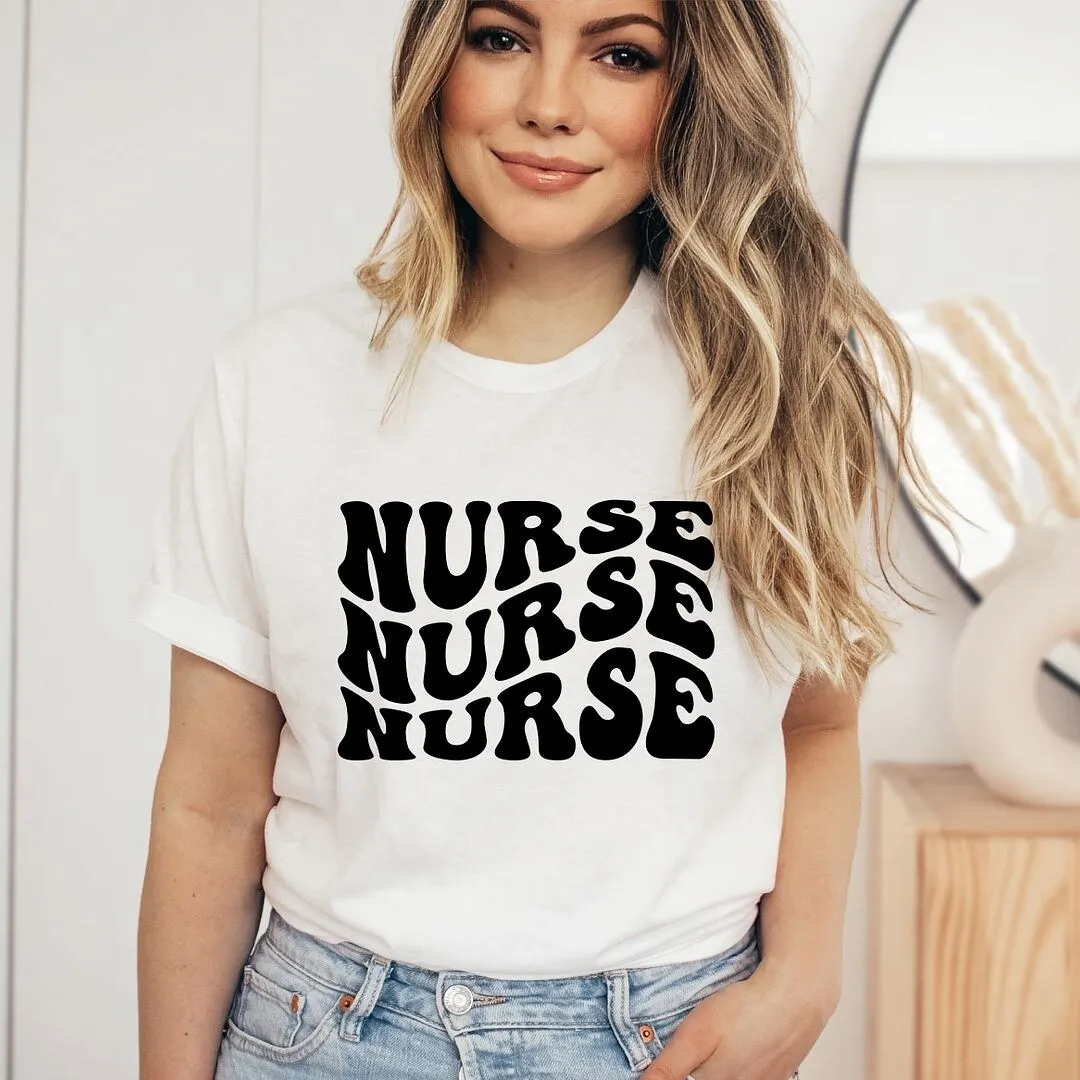 Nurse Stacked Short Sleeve Crewnneck Tee sold by Zulily product image thumbnail 3