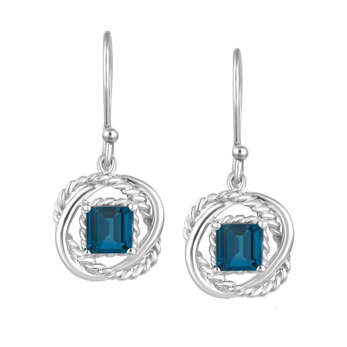 Sterling Silver 2.80Ct Natural London Blue Topaz Twisted Wire Earrings sold by Zulily product image thumbnail 2