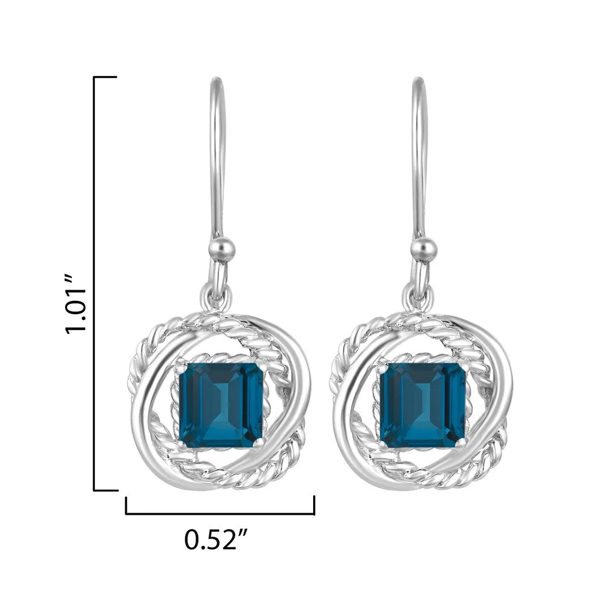 Sterling Silver 2.80Ct Natural London Blue Topaz Twisted Wire Earrings sold by Zulily product image thumbnail 3