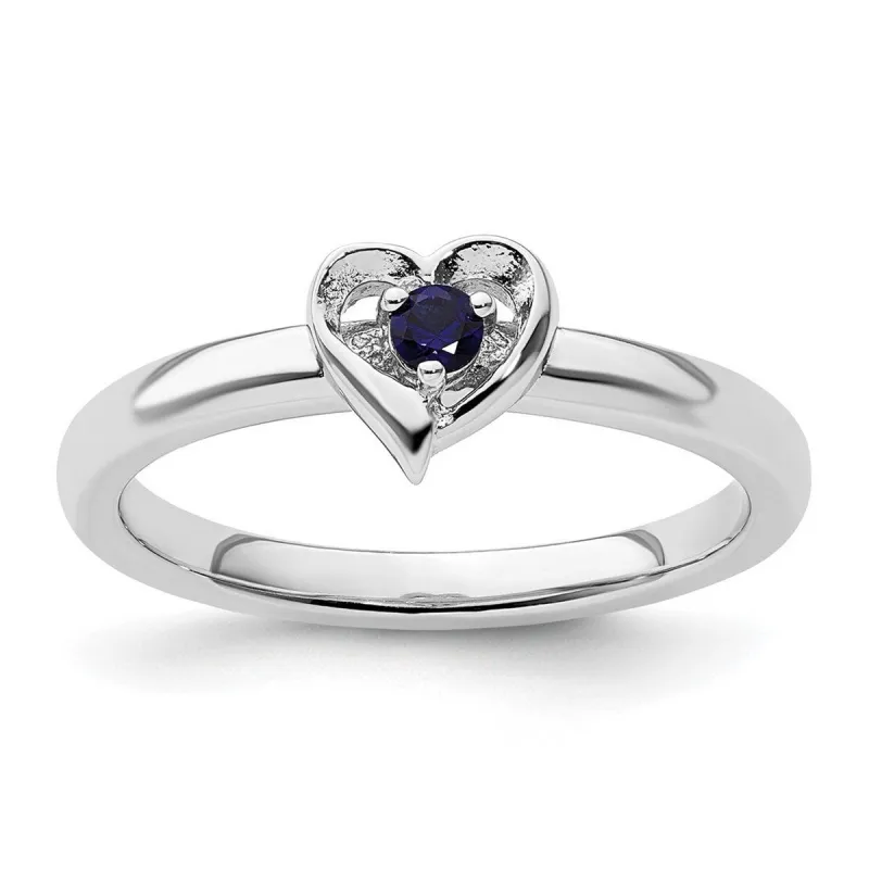 Curata 925 Sterling Silver Created Sapphire Small Heart Ring sold by Zulily