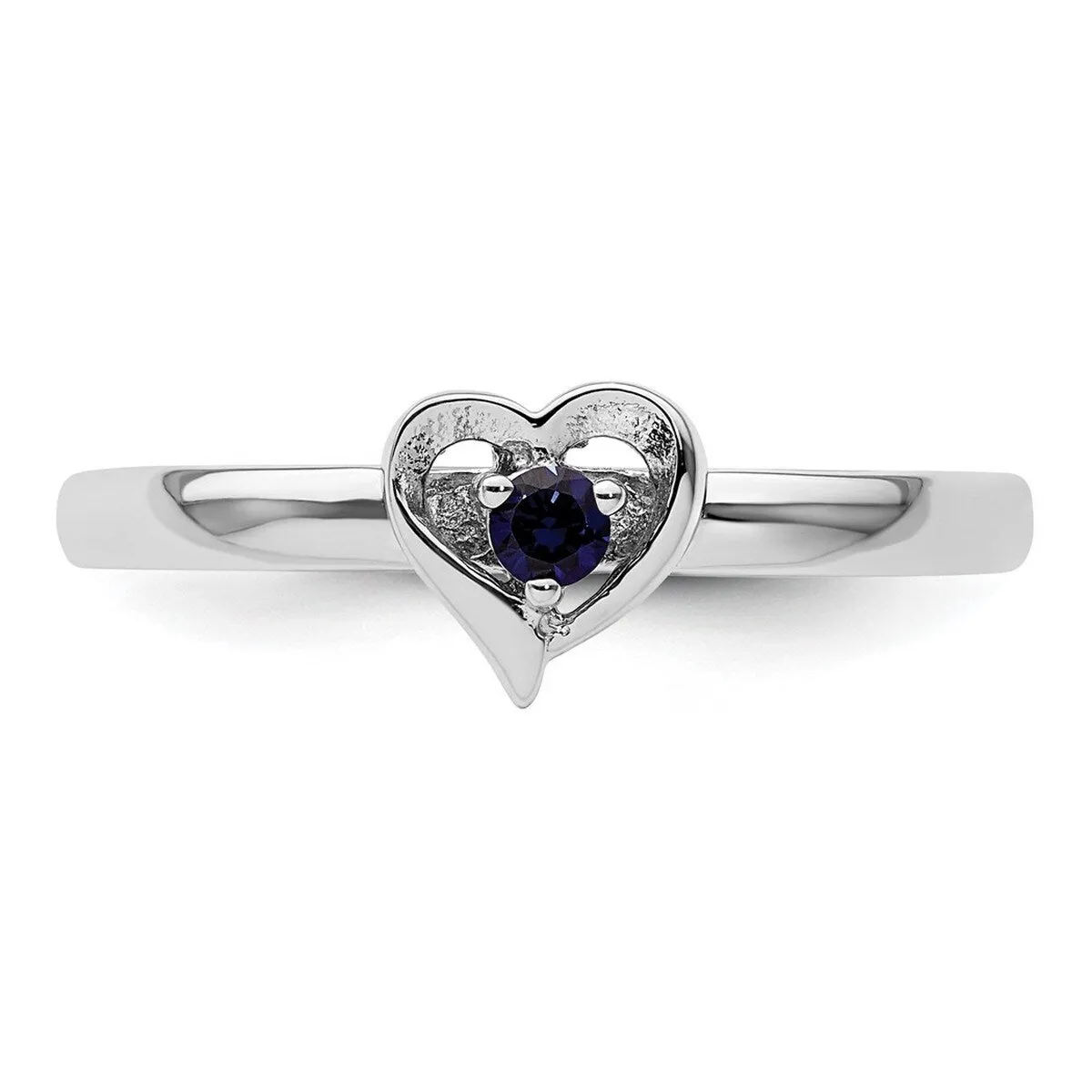Curata 925 Sterling Silver Created Sapphire Small Heart Ring sold by Zulily product image thumbnail 5