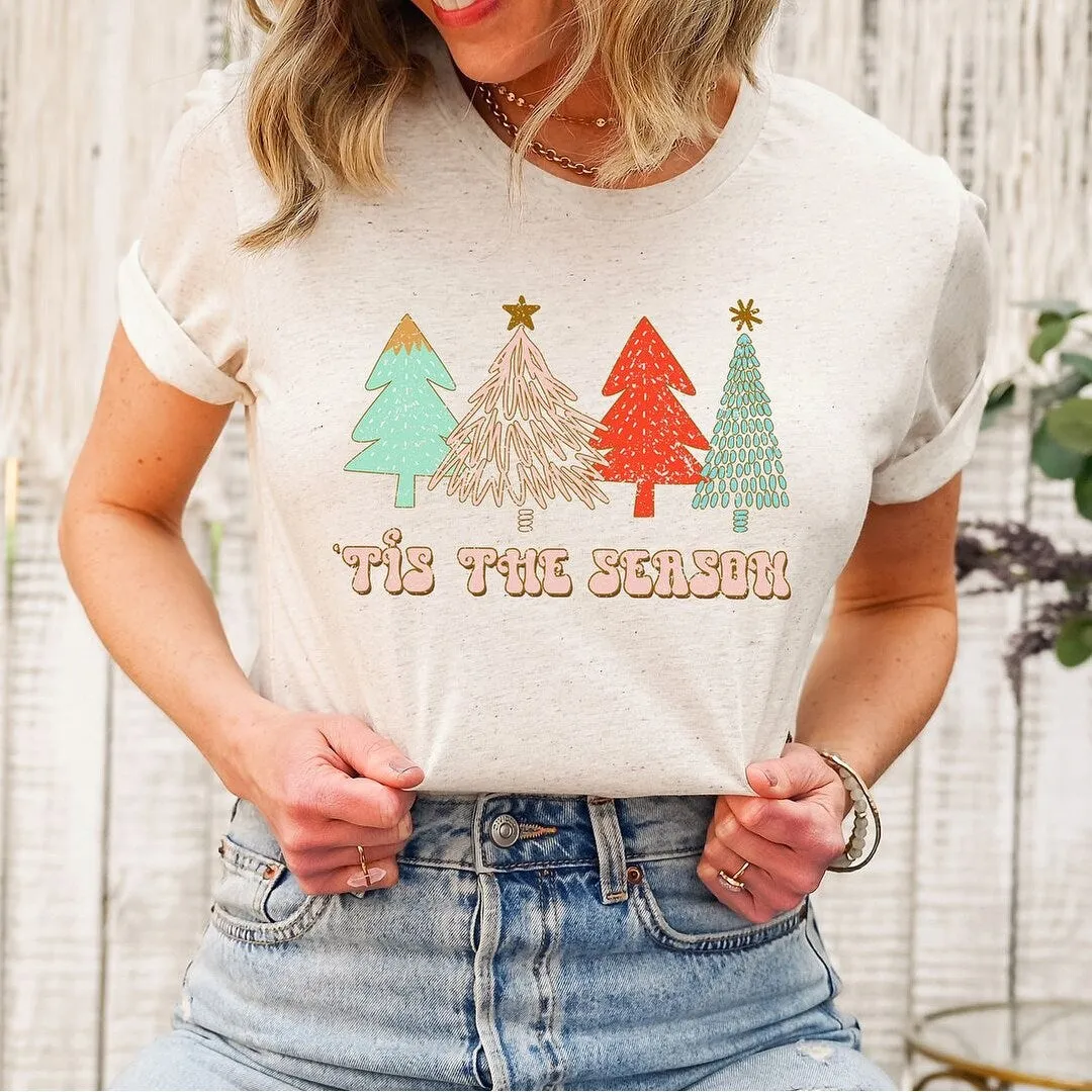 Tis The Season Trees Grunge Short Sleeve Crewnneck Tee sold by Zulily product image thumbnail 3