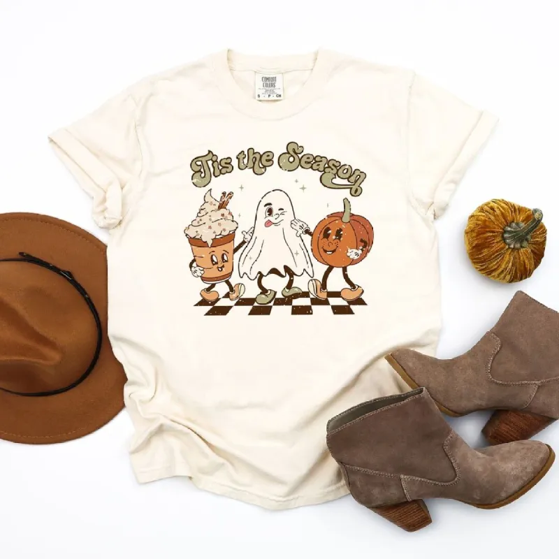 Checkered Fall Tis the Season Garment Dyed Tee sold by Zulily