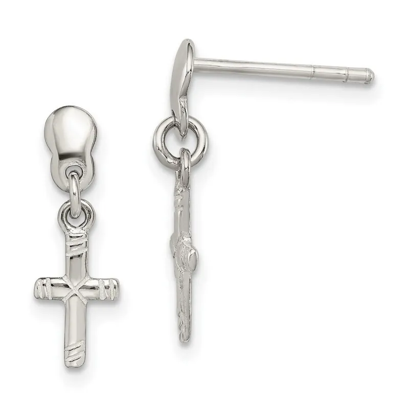 Curata 925 Sterling Silver Polished 7x19mm Dangle Cross Post Earrings sold by Zulily