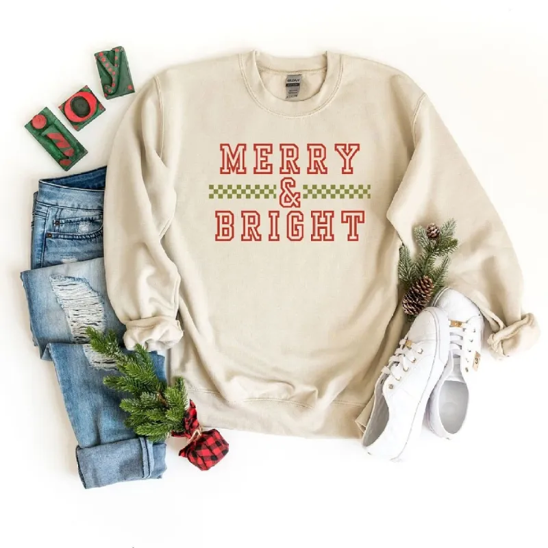 Merry And Bright Checkered Graphic Sweatshirt made by Zulily