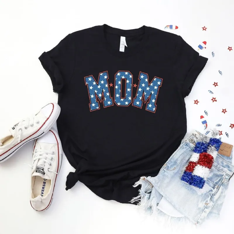 Patriotic Mom Varsity Short Sleeve Crewnneck Tee sold by Zulily