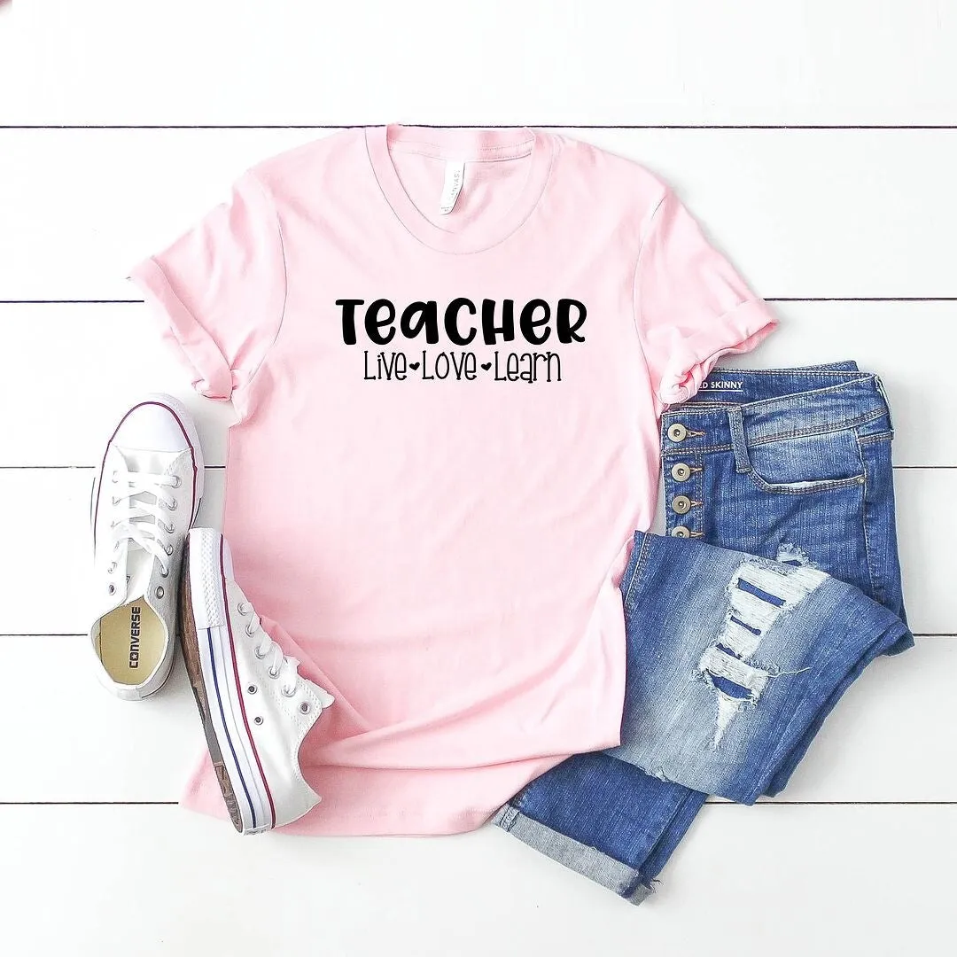 Teacher Live Love Learn Short Sleeve Crewnneck Tee sold by Zulily
