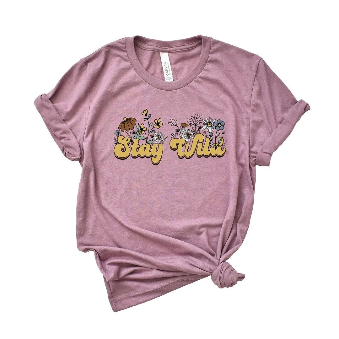Stay Wild Colorful Flowers Short Sleeve Tee sold by Zulily product image thumbnail 2