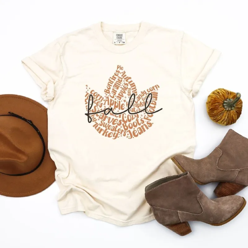 Cursive Fall Leaf Garment Dyed Tee sold by Zulily