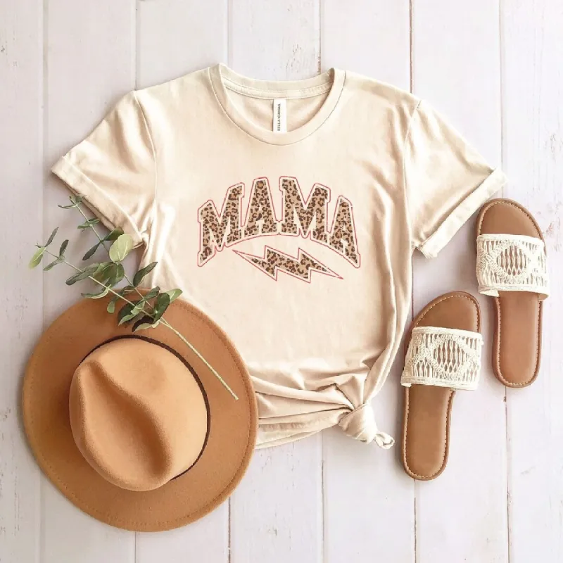 Mama Leopard Lightning Bolt Short Sleeve Crewnneck Tee sold by Zulily