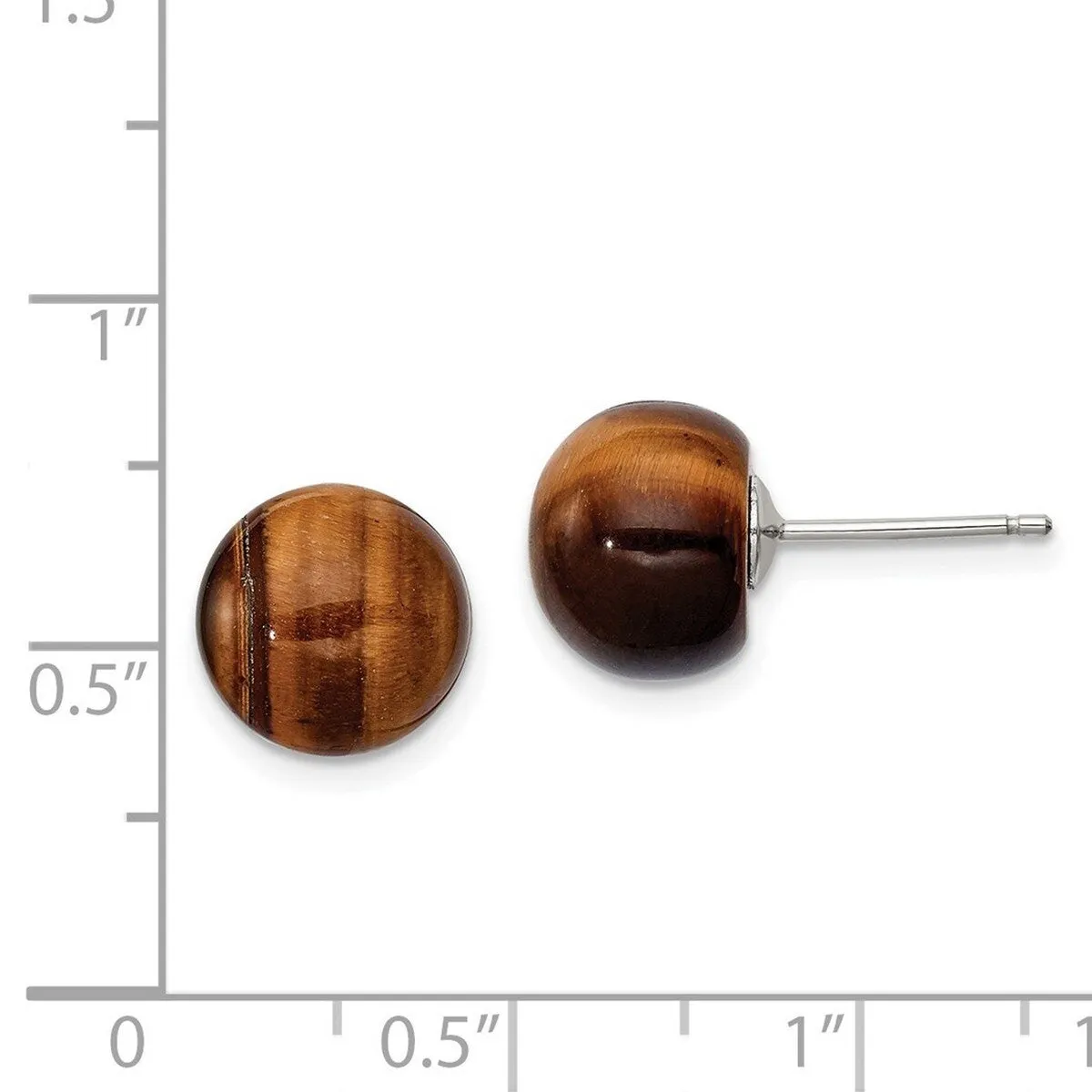 Curata 925 Sterling Silver 10x10mm Button Tiger Eye Post Earrings sold by Zulily product image thumbnail 2