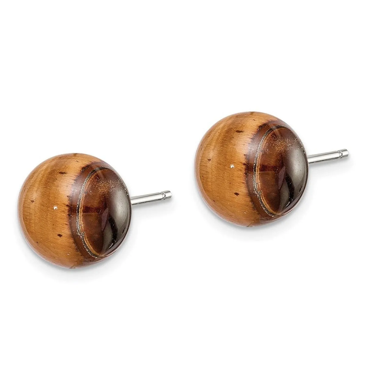 Curata 925 Sterling Silver 10x10mm Button Tiger Eye Post Earrings sold by Zulily product image thumbnail 3