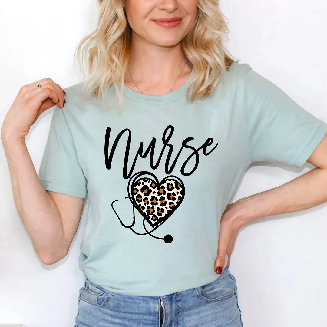 Leopard Nurse Heart Short Sleeve Crewnneck Tee sold by Zulily product image thumbnail 3