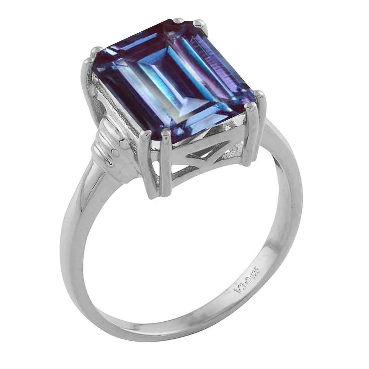 Color Changing Alexandrite Sterling Silver Emerald Cut Solitaire Ring sold by Zulily product image thumbnail 3