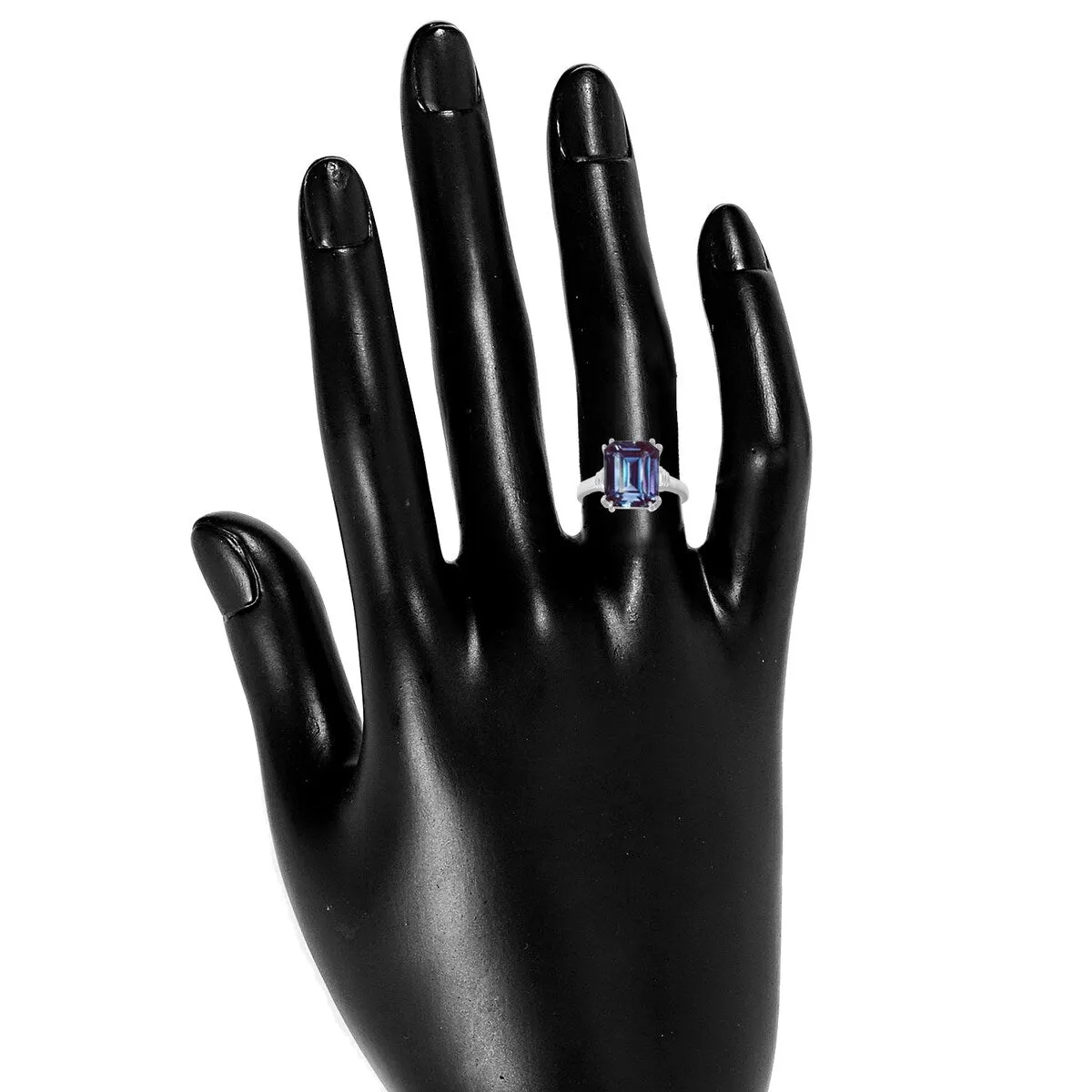 Color Changing Alexandrite Sterling Silver Emerald Cut Solitaire Ring sold by Zulily product image thumbnail 5