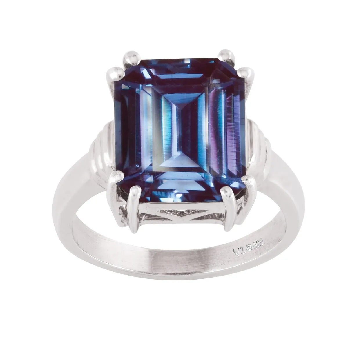 Color Changing Alexandrite Sterling Silver Emerald Cut Solitaire Ring sold by Zulily